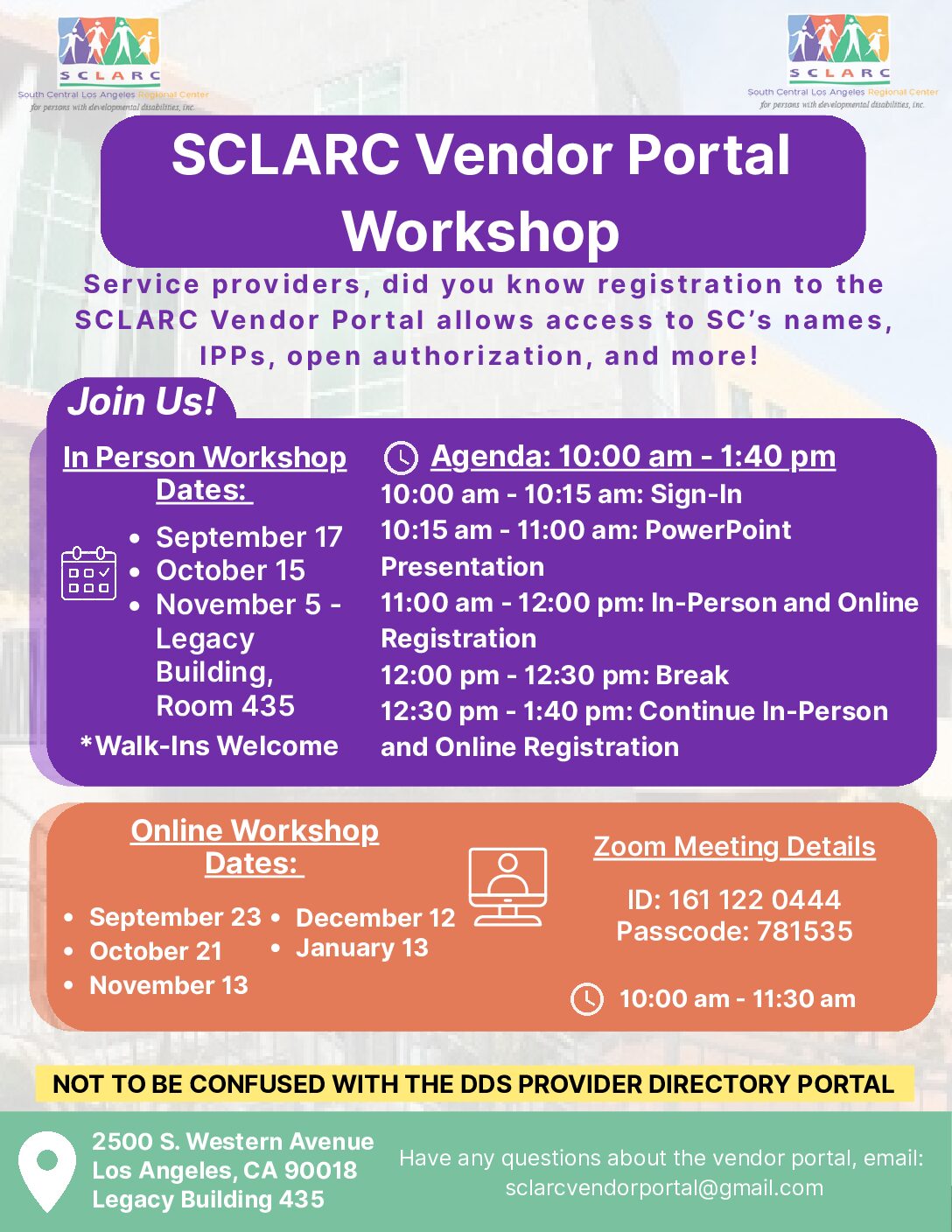 SCLARC Vendor Portal Workshop